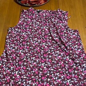 Talbots Pink and Brown Floral Blouse